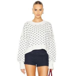 NEW Free People Pattern Easy Street Crop Sweater Womens White Navy Size X-Small